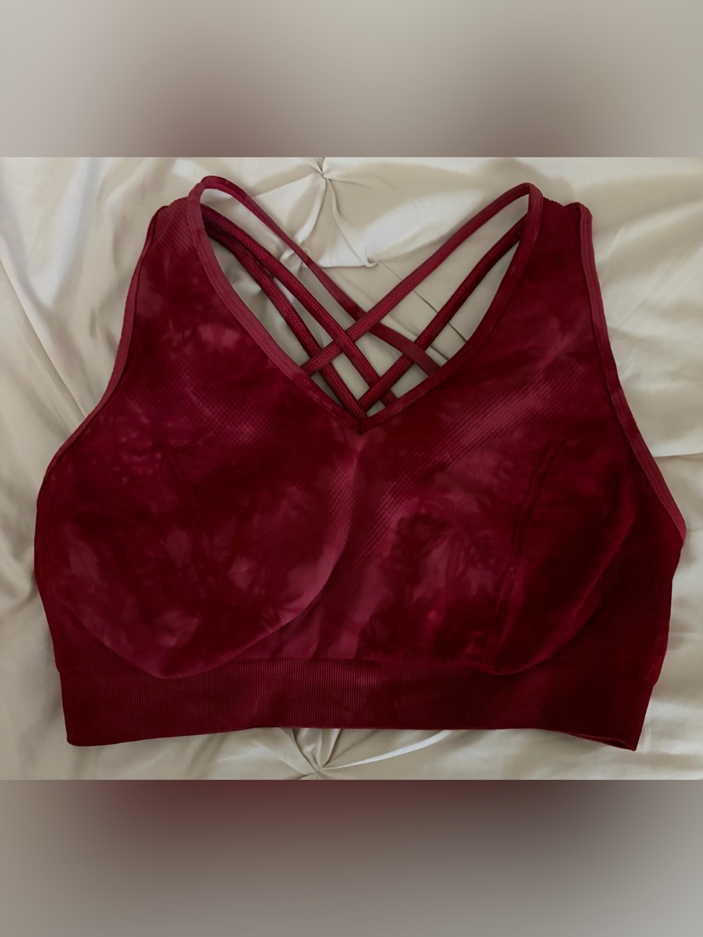BETTER BODIES Red Tie-Dye Crisscross Sports Bra